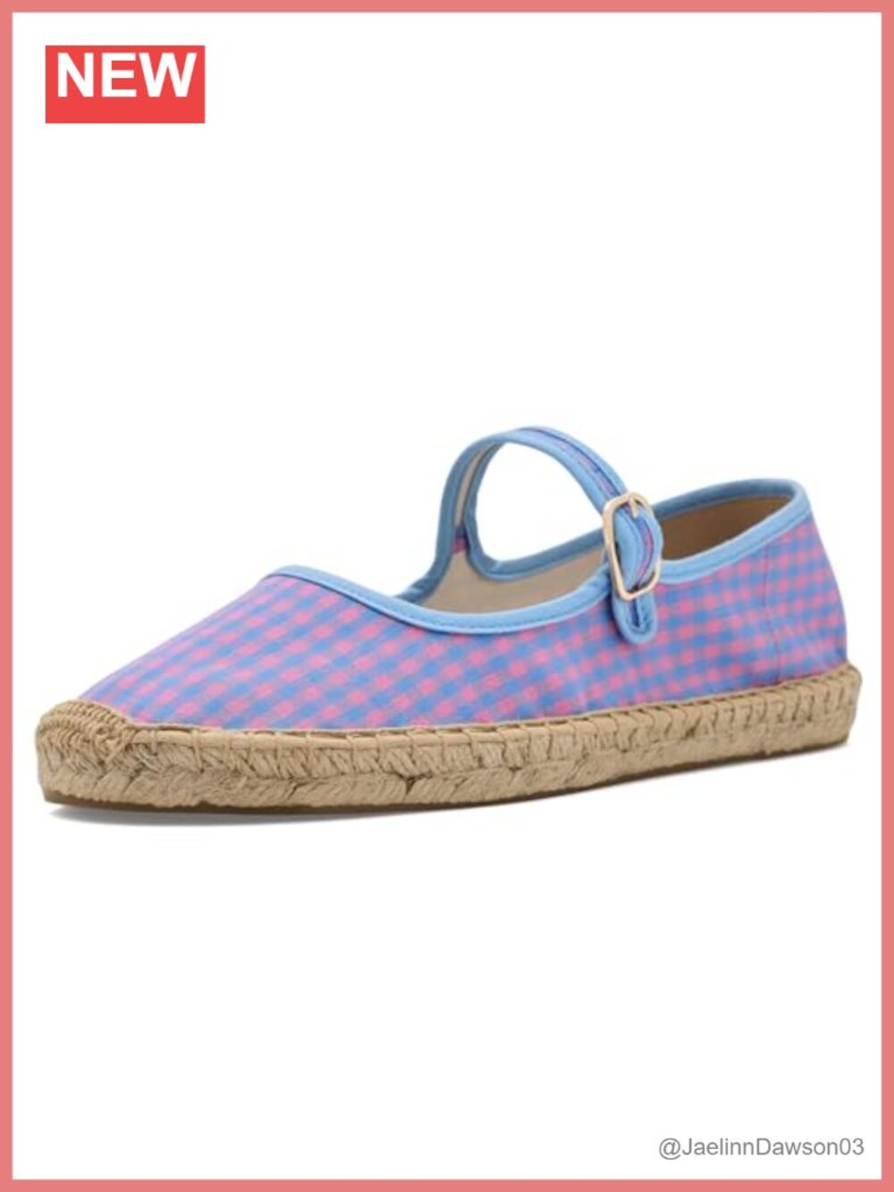 Vichy Mary Jane Espadrille with Cotton Upper and Jute Sole